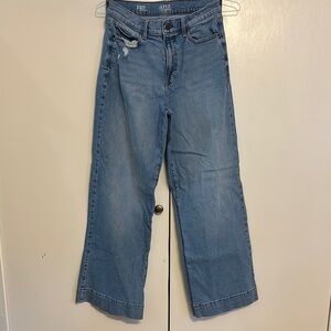 a.n.a Blue Flare Wide Leg Jeans with Distressed Detail